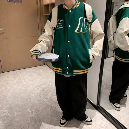 Embroidery Baseball Uniform Man Casual Jackets New Autumn Splicing Trendy Jacket Fashion High Street Outerwear Loose Clothes