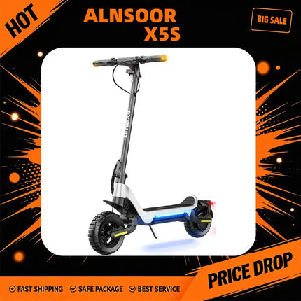 Monopattino Elettrico Pieghevole per Adulti ALNSOOR X5S, Doppio Motore 1000W * 2, Batteria 48V18.2AH, Pneumatici da 10 Pollici, E-Mountain Scooter