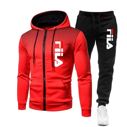 2025 Autumn/Winter Fashion Men's Casual Running Sports Set: Comfortable and Loose Two Piece Zipper Sweater and Pants PlatiNum