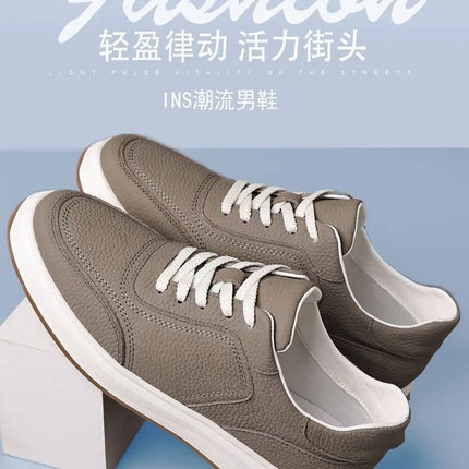 2026 New Men's Leather Shoes Casual Spring Autumn Fashionable Genuine Cowhide Slip-On Breathable Comfortable Anti-Slip Shoes
