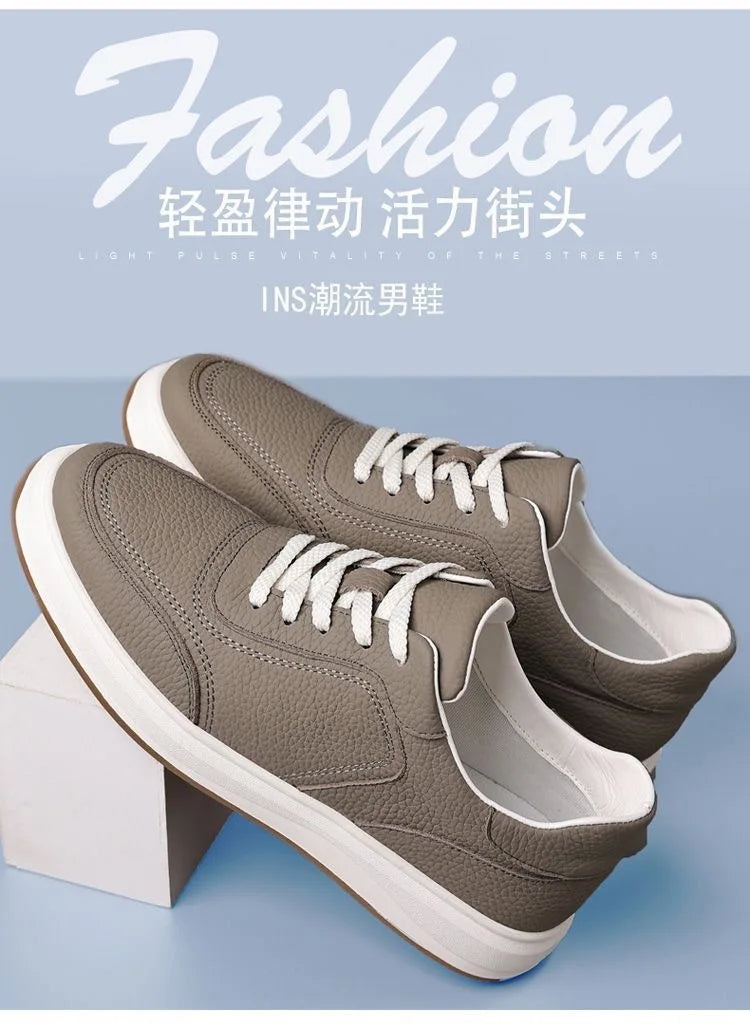 2026 New Men's Leather Shoes Casual Spring Autumn Fashionable Genuine Cowhide Slip-On Breathable Comfortable Anti-Slip Shoes