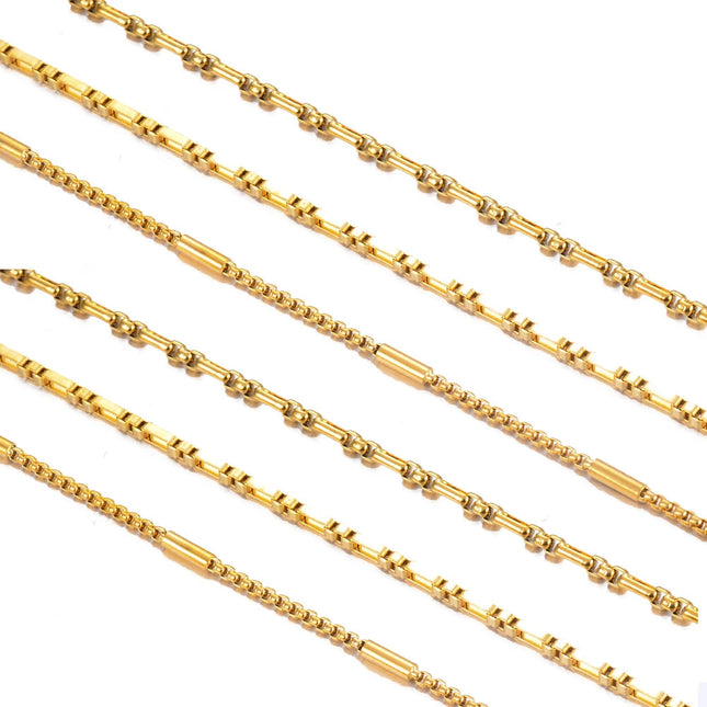 New 1 piece Stainless Steel Square Pearl Chain Necklace 3:1 Handmade Box Chain DIY Jewelry Making Bracelet Anklet Necklace PlatiNum