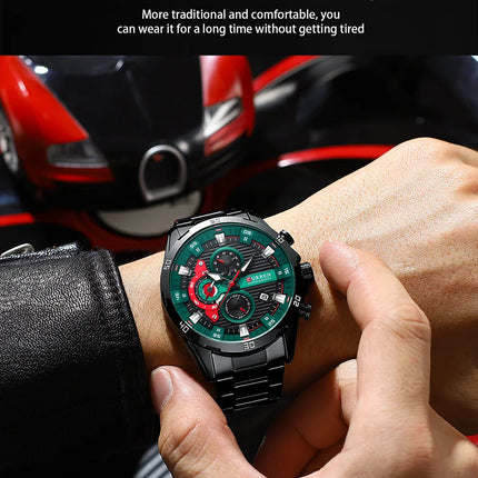 CURREN 8402 Orologio da uomo in acciaio inossidabile Moda creativa Quadrante luminoso con cronografo Orologio da uomo di lusso per il tempo libero reloj hombre platinumshop