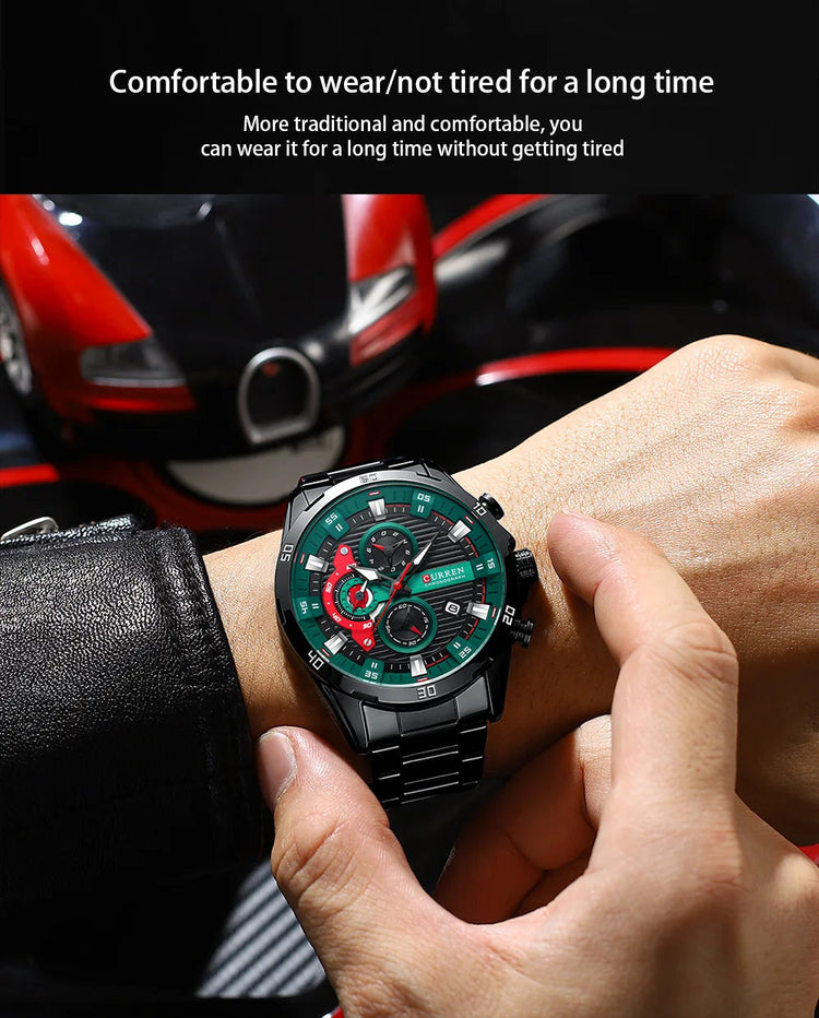CURREN 8402 Orologio da uomo in acciaio inossidabile Moda creativa Quadrante luminoso con cronografo Orologio da uomo di lusso per il tempo libero reloj hombre platinumshop