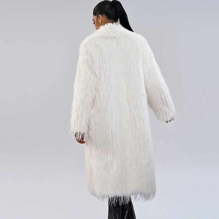 ZADORIN Luxury Designer Tassels Long Black Faux Fur Coat Woman Clothing Winter Big Lapel Fluffy Warm Faux Fur Jacket Outerwears