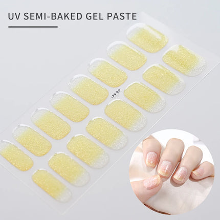 Semi Cured Wraps Fast Gel Nail Sticker Soild Nail Gel Wraps Adhesive Full Cover Gel Nail Decal UV Lamp Cured Manicure Decoration2028