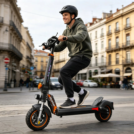 Monopattino Elettrico 800W, Batteria 48V 15.6Ah, Autonomia 55km, Doppia Sospensione, Pneumatici da 10 Pollici, Freno a Disco, Pieghevole, Carico Massimo 120kg