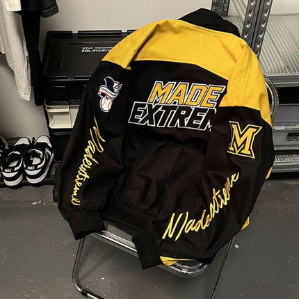 Gmiixder American Street Racing Jacket Men Women Cool Niche Embroidery Motorcycle Baseball Uniform Unisex Punk Letter Streetwear