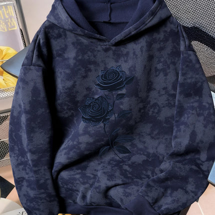 Unisex Vintage-Style Distressed Sweatshirt with Rose Print