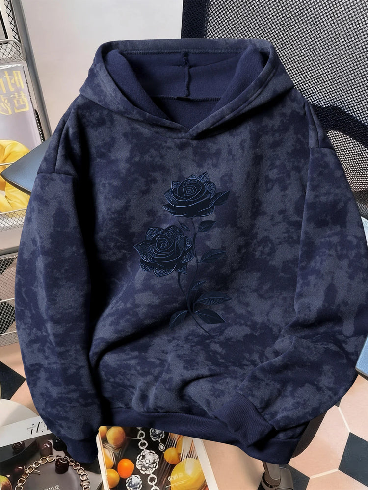 Unisex Vintage-Style Distressed Sweatshirt with Rose Print