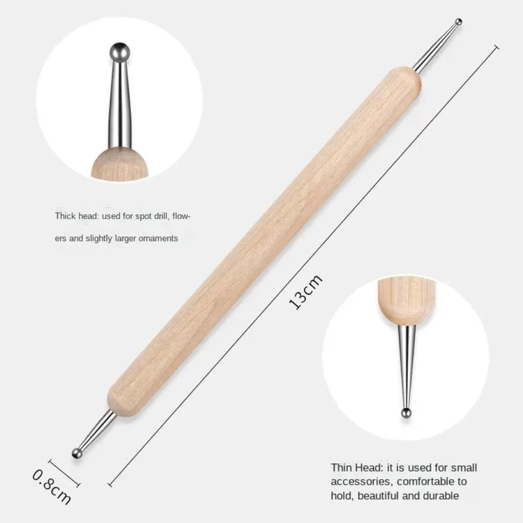 Dual End Wooden Dotting Pen Marble Nail Art Tool Set Manicure Painting Kit 5PCS DIY Nail Design