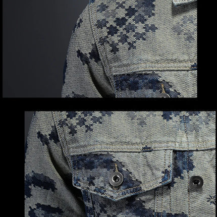 Brand Retro Denim Jacket for Men 2025 Spring Fashion Jacquard Casual Denim Jackets Social Hip-hop Streetwear Cowboy Coats