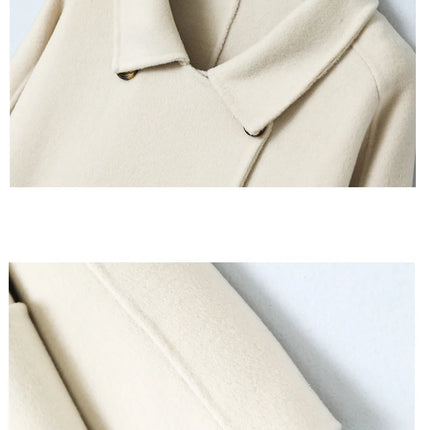Ladies' 100% Cashmere Thick Double-Sided Extended Coat, Classic, Versatile and Fashionable for Business and Leisure