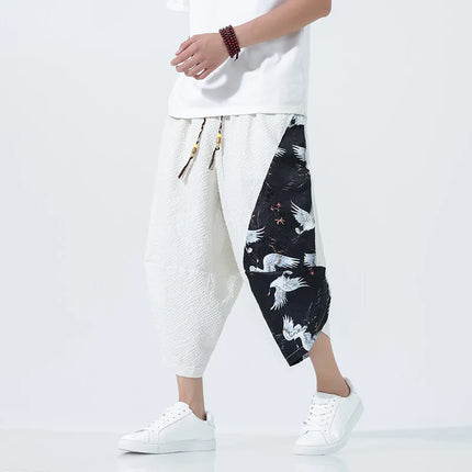 Pantaloncini estivi da uomo stile giapponese retrò comodi pantaloni da spiaggia traspiranti da uomo cintura elastica pantaloni casual Harun larghi e sottili