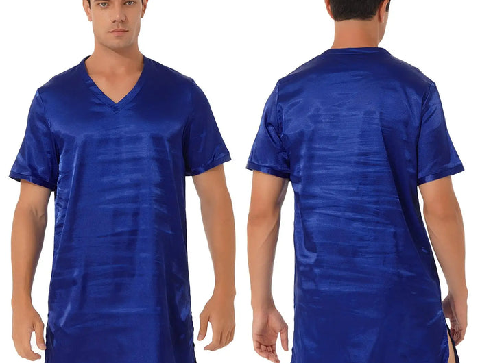 Donna uomo pigiama in raso di seta pigiameria maniche corte camicia da notte Kimono accappatoio abito da notte accappatoio camicia da notte estiva Homewear