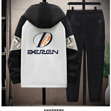 Spring Autumn New Men Casual Sets Mens Hooded Tracksuit Sportswear Jackets+Pants 2 Piece Set Hip Hop Running Sports Suit