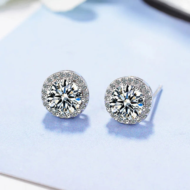 New 925 Sterling Silver 2ct Moissanite Earrings for Women Exquisite Student Girlfriend Wedding Engagement Jewelry Fashion Gift PlatiNum