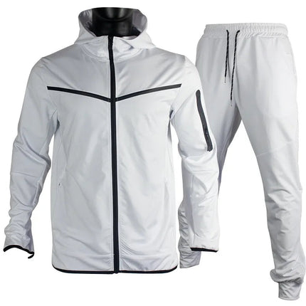 Men's Sports Coat Men's Spring and Autumn New European Size Sportswear Pants Hoodie Hooded Casual Set Tracksuit Men PlatiNum
