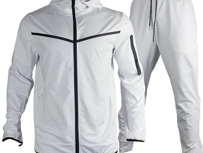 Men's Sports Coat Men's Spring and Autumn New European Size Sportswear Pants Hoodie Hooded Casual Set Tracksuit Men PlatiNum