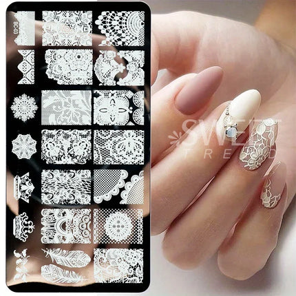 5 Sheets Lace Flowers Nail Stamping Plates Mandala Geometric Nail Art Stamp Templates Polish Printing Stencils Manicure Tools