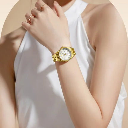 OLEVS 3703 Orologio da donna Orologio al quarzo con calendario di lusso Orologio da polso da donna impermeabile con specchio ad alta durezza 30M platinumshop