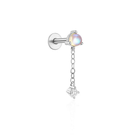 Orecchini con polsini piatti filettati con nappa tempestata di diamanti di nuovo stile, accessori per orecchie in stile europeo e americano. platinumshop