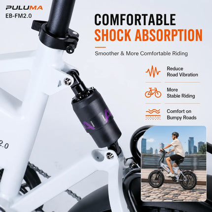 Bicicletta elettrica pieghevole PULUMA FM2.0 con motore da 500W, batteria rimovibile 48V15AH, pneumatici all-terrain da 20*4 pollici, e-bike da montagna per adulti, velocità 25-40km/h, freni a disco idraulici a 7 velocità,
