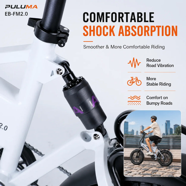 Bicicletta elettrica pieghevole PULUMA FM2.0 con motore da 500W, batteria rimovibile 48V15AH, pneumatici all-terrain da 20*4 pollici, e-bike da montagna per adulti, velocità 25-40km/h, freni a disco idraulici a 7 velocità,