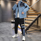 Men's Casual Sports Sets Spring Autumn Tracksuit Jogging Set Patchwork flight Hooded jacket pants two Piece