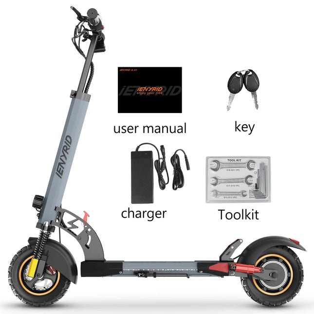 Monopattino Elettrico Pieghevole IENYRID A1 800W/48V/12.5 AH, Velocità Massima 45KM/h, Autonomia 20-30KM, E-Scooter Urbano per Adulti