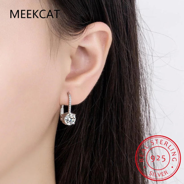 18K Gold 2 Carat Moissanite Hoop Earrings 8mm Lab Diamond Earring for Women Original 925 Silver Jewelry Huggies PlatiNum