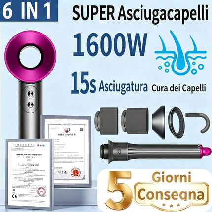 SenCiciMen 6 IN 1 Super Hair Dryer Negative Ion Hair Care Hairdryer With Auto-Wrap Curling Tools Home Appliances Powerful Blow dryer Tourist Styling Tools Holiday Gift for Women