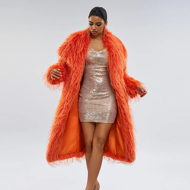 ZADORIN Luxury Designer Tassels Long Black Faux Fur Coat Woman Clothing Winter Big Lapel Fluffy Warm Faux Fur Jacket Outerwears