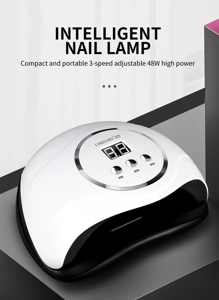 LIMEGIRL Professional Nail UV Lamp Manicure Nail Dryer Lamp LED for UV Gel Polish Drying LED UV Gel Nail Machine Smart Sensor USB Plug