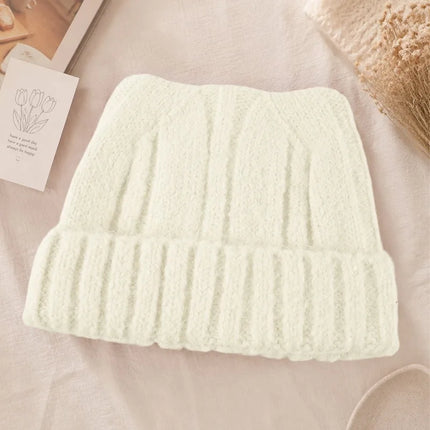 Cute Cat Ear Knitted Beanie Hat for Women Girls, Thickened Windproof Winter Warm Cap, Autumn Winter Daily Wear Accessories