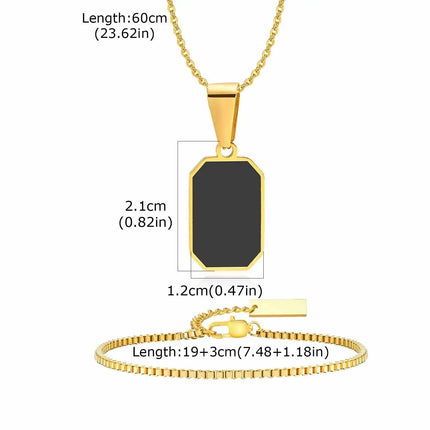 Vnox Set di 2 Pezzi Collana con Ciondolo e Bracciale da Uomo, Set di Gioielli in Acciaio Inossidabile Colore Nero Oro Argento, Regali di Gioielleria alla Moda platinumshop