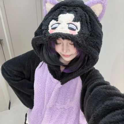 Demon Slayer Kanroji Mitsuri Tokito Muichiro Women Autumn Winter Loungewear Coral Fleece Robe  Love Hashira Cosplay Home Pajamas