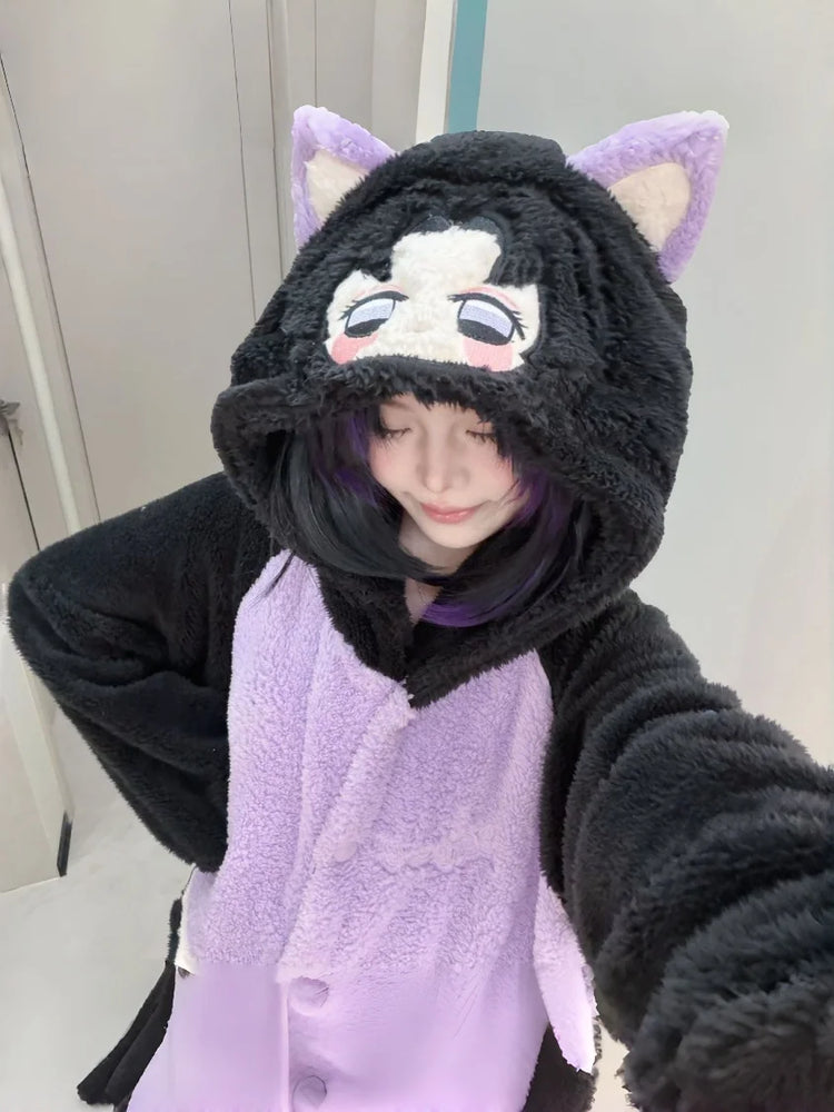 Demon Slayer Kanroji Mitsuri Tokito Muichiro Women Autumn Winter Loungewear Coral Fleece Robe  Love Hashira Cosplay Home Pajamas