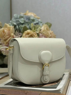 Borsa a Tracolla in Pelle Liscia Bianco Sporco, Lussuosa Borsa Multifunzione da Spalla