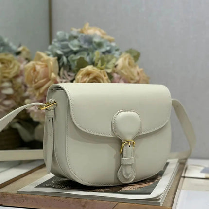 Borsa a Tracolla in Pelle Liscia Bianco Sporco, Lussuosa Borsa Multifunzione da Spalla