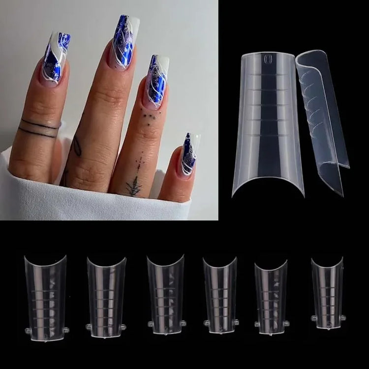 Poly Nail Gel Nail Forms Molds Full Cover Arch Square Dual Nail Forms Extension False Nail Tips for Manicure Manicure Tools 60Pc 2028