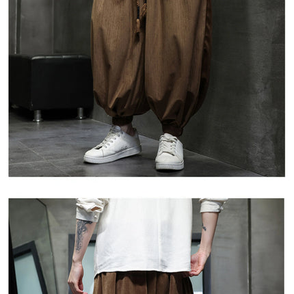 Pantaloni a gamba larga da uomo Pantaloni larghi in vita elastica da uomo Streetwear Stili giapponesi Pantaloni casual Pantaloni lunghi oversize vintage solidi