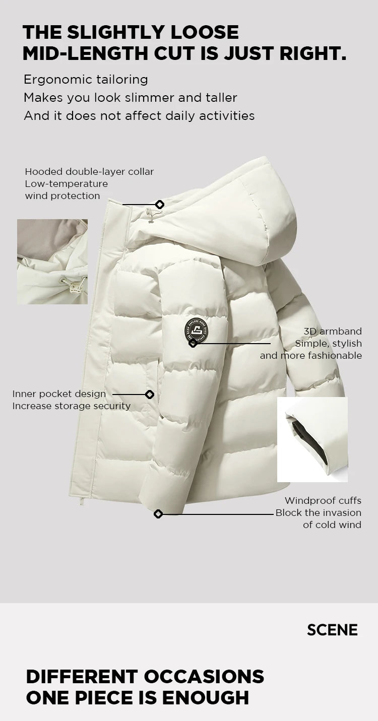 Semir Down Jacket Men 2026 Winter New Hooded Mid-Length Thick Versatile Coat