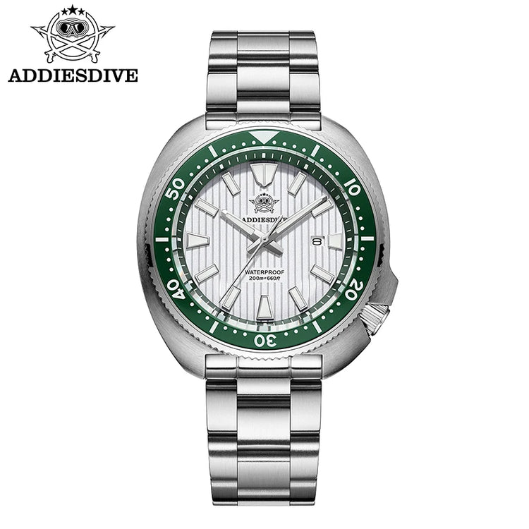 ADDIESDIVE Men's Diving Watch 200 Waterproof Sapphire Glass Quartz Watch BGW9 Luminous Stainless Steel Business Fashion Watch