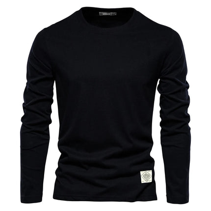 100% Cotton Long Sleeve T shirt For Men Solid Spring Casual Mens T-shirts High Quality Male Tops Classic Clothes Men's T-shirts PlatiNum
