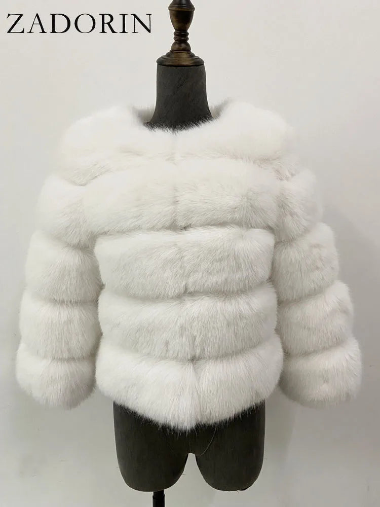 ZADORIN Children Faux Fox Fur Coat Winter Fashion Long Sleeve Warm Kids Fur Coats Outerwears Fake Fur Jacket Children Clothes
