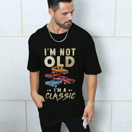 Men's Crew Neck Short Sleeve T-Shirt with Letter Graphic, Casual Style "I Am Not Old Uber), Ideal Gift