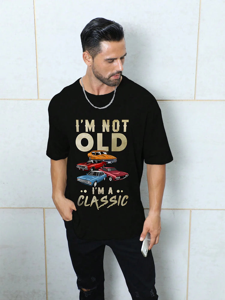 T-shirt da uomo a maniche corte girocollo con motivo grafico a lettere, stile casual "I Am Not Old Uber), ideale Gif