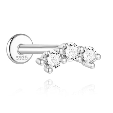 AIDE 1PC Sparkling Moissanite Piercing Stud Earrings 925 Sterling Silver Shining Circle Earring For Women Ear Bone Earring Jewel PlatiNum