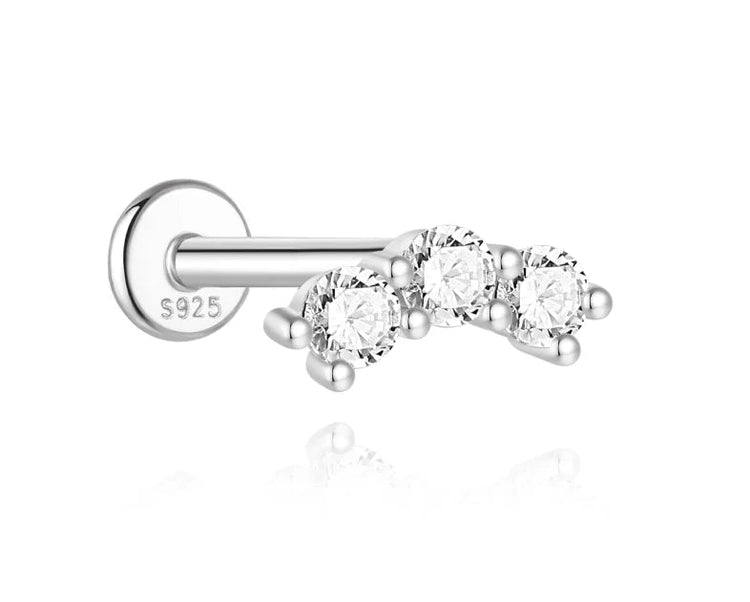 AIDE 1PC Sparkling Moissanite Piercing Stud Earrings 925 Sterling Silver Shining Circle Earring For Women Ear Bone Earring Jewel PlatiNum